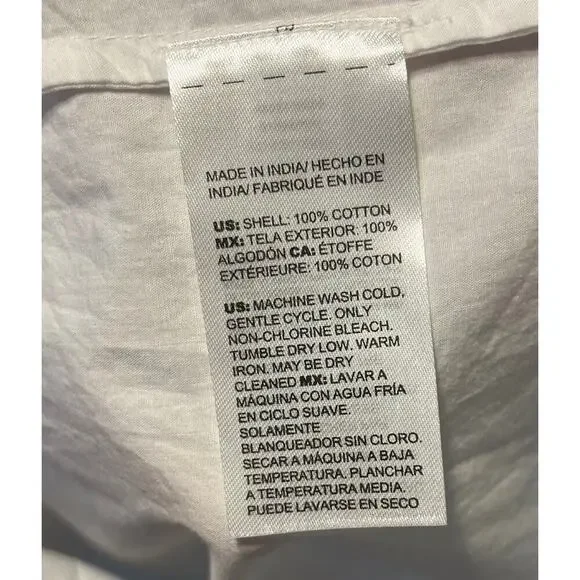 Chico’s White V-Neck Short Sleeve Cotton Poplin Top Peasant Style Size 2 US 8 - Picture 6 of 7